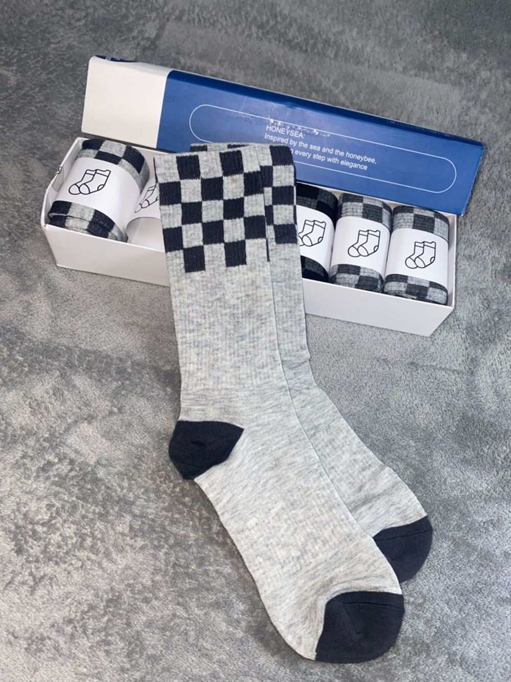 Honeysea 6-Pack Plaid Crew Socks Unisex Gift Set